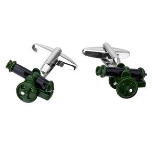 Green & Black Civil War Military Cannon Cufflinks